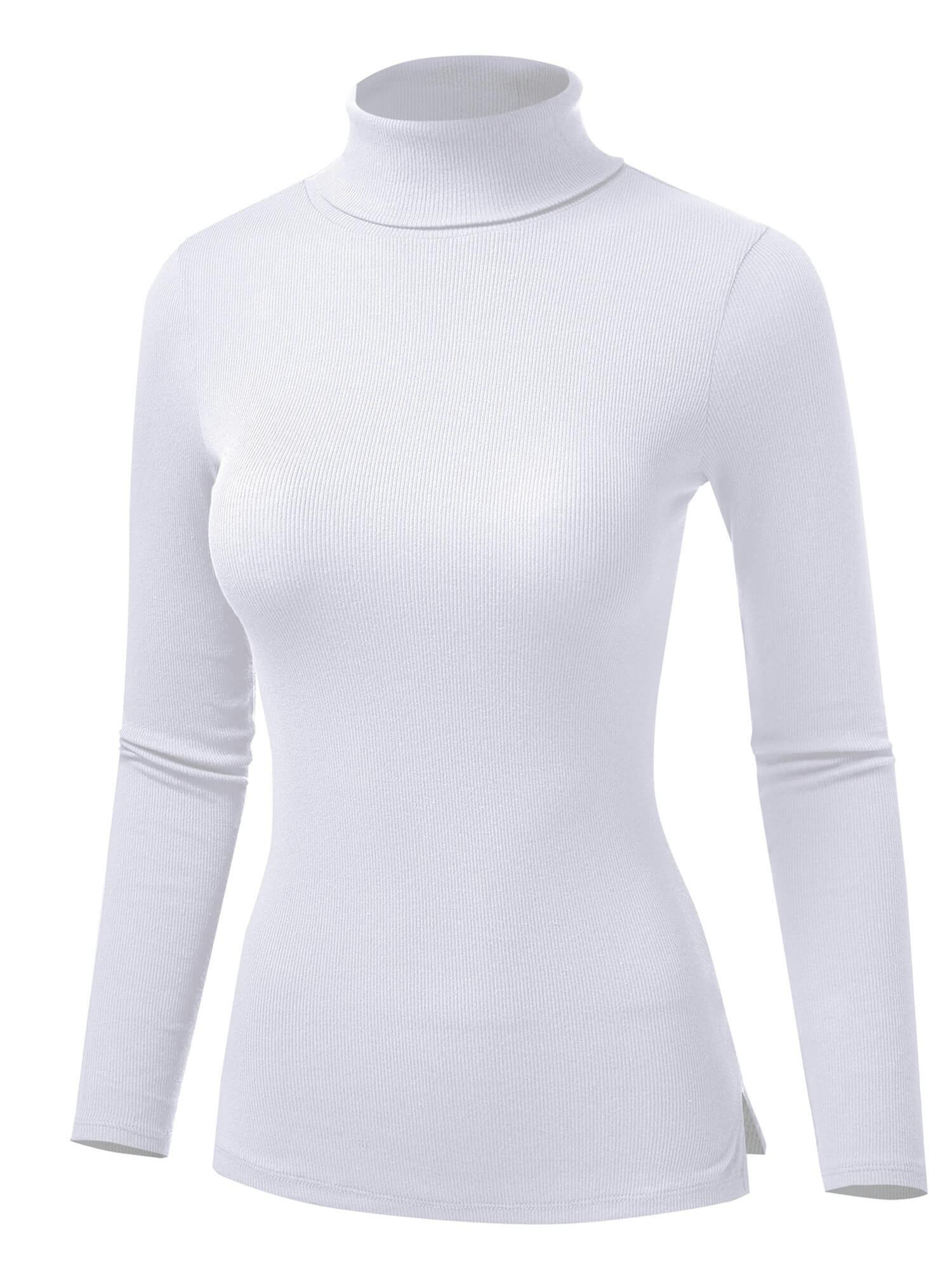 Women's Long Sleeve Ribbed Turtle Neck Pullover Top - undefined - Fashion Mille Inc