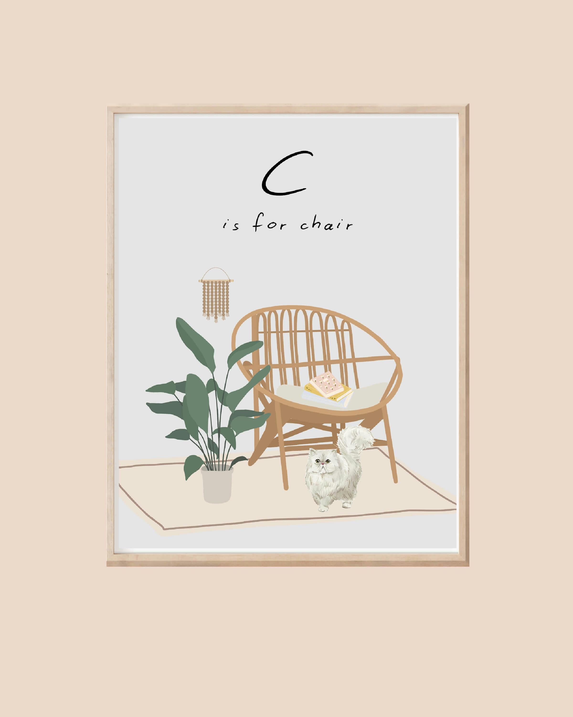 Baby's Room "C is for Chair" Retro Print - Digital Download - undefined - bright side girl shoppe